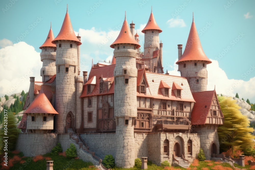 Fairy tale castle land. Generate AI