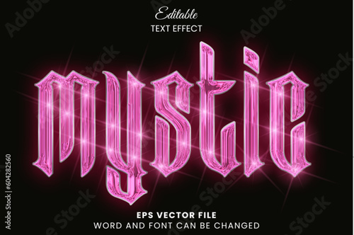 Retro vintage glow mystic editable vector text effect