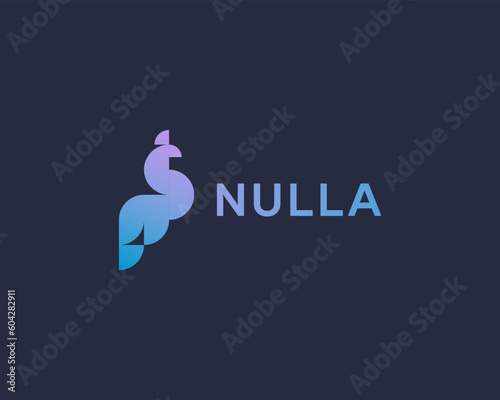 Creative peacock logo design. Premium peafowl logotype. Bird gradient icon. Vector illustration.