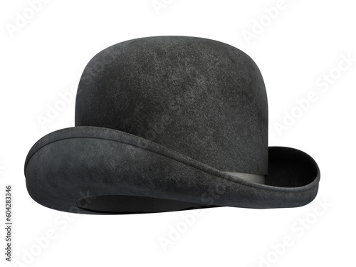 Bowler hat isolated on white background. 3D illustration