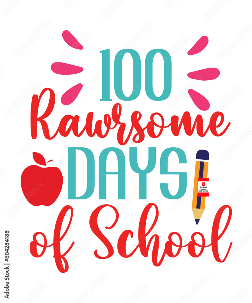 100-days-of-School calligraphy text quote design