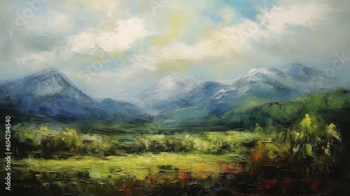  Impressionism style landscape painting, abstract art, digital illustration, Generative AI