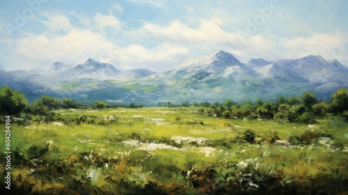  Impressionism style landscape painting, abstract art, digital illustration, Generative AI