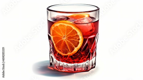 Refreshing Negroni Sbagliato Cocktail with Orange and Prosecco. Generative AI photo
