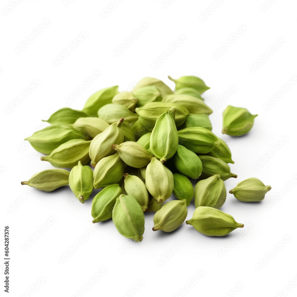 green cardamom spice seed isolated image on white background green cardamom spice seed isolated image on white background
