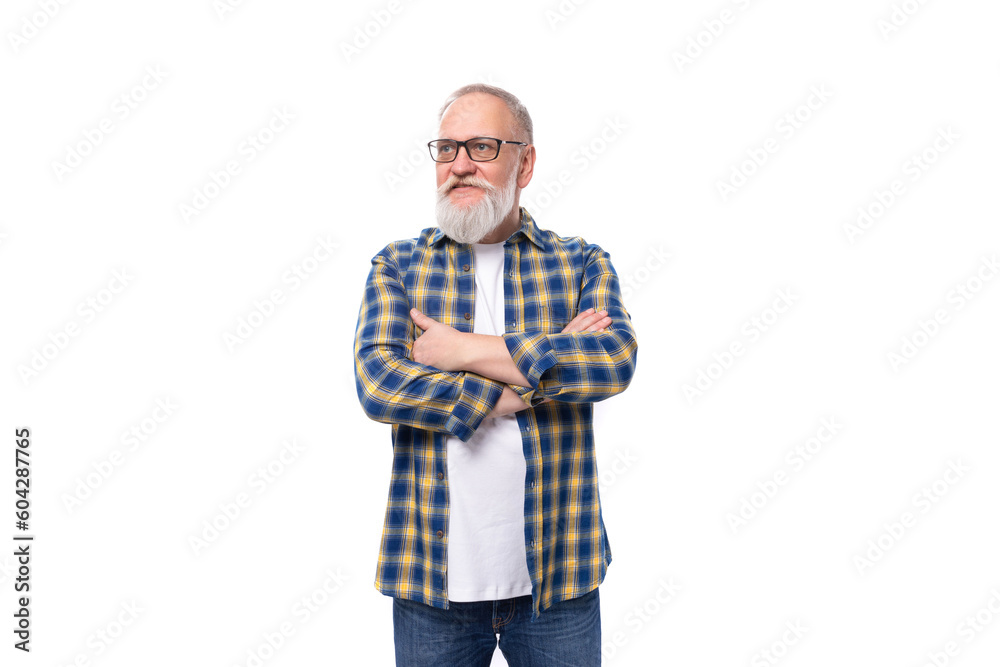 confident smart senor gray-haired retired man with mustache and beard confident smart senor gray-haired retired man with mustache and beard