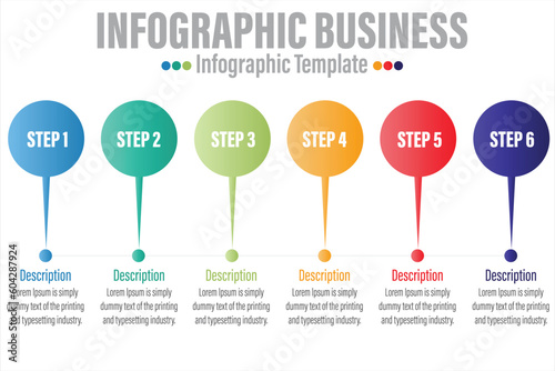 Timeline 6 Steps, six 6 option shape table chart elements with steps,road map,options,milestone,timeline,processes or workflow.Business data visualization.Creative step infographic template for presen