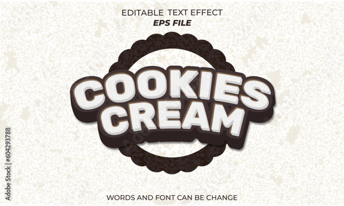  cokies cream text effect, font editable, typography, 3d text 