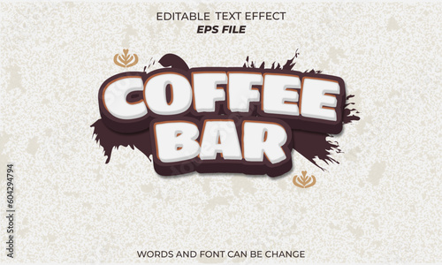  coffe bar text effect, font editable, typography, 3d text 