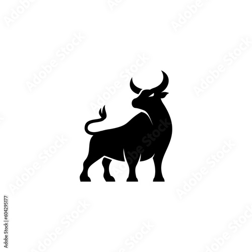 simple bull icon illustration vector  buffalo bison taurus logo design
