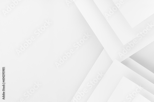 Fototapeta Naklejka Na Ścianę i Meble -  White abstract background in modern geometric urban simple style with soft light stripes and angles, top view,  backdrop for  advertising, design, card, poster, text, flyer, copy space, border.