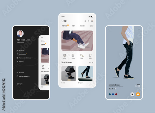 user interface for an online shopping application