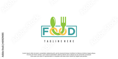 Food logo design with creative unique style premium vector
