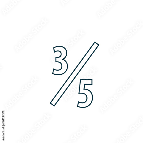 Three fifths icon vector logo design template