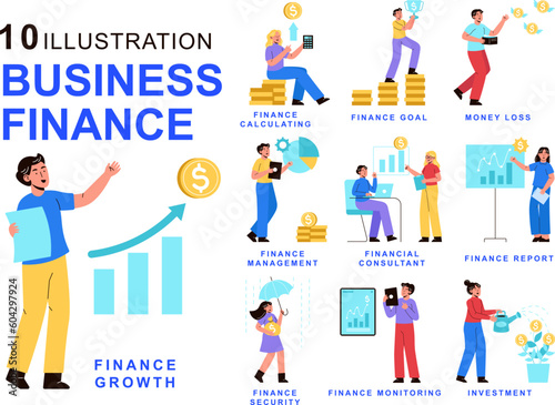 Business Finance Activities Illustration Set