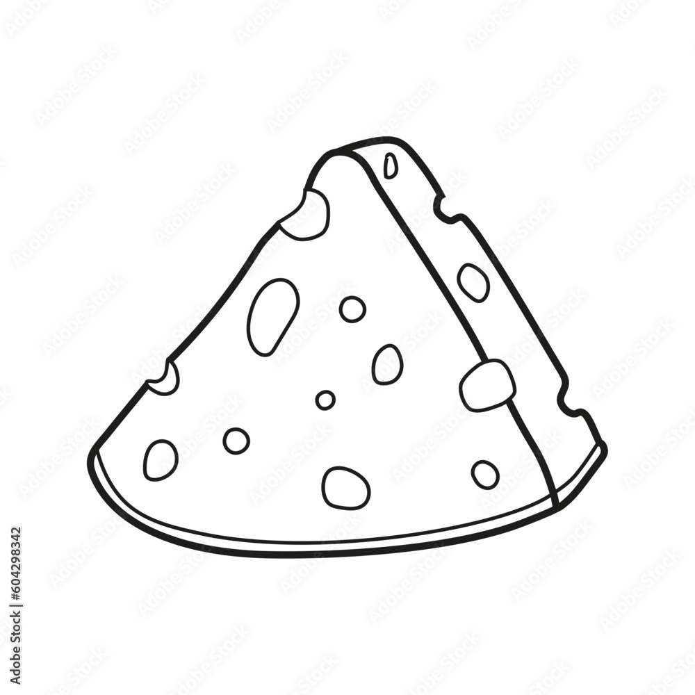 Vector illustration of a piece of cheese in doodle style. Vector illustration of a piece of cheese in doodle style.