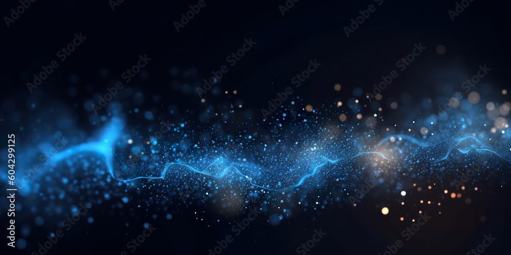 Dark blue and glow particle abstract background
