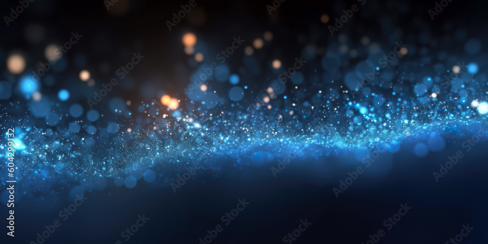 Dark blue and glow particle abstract background