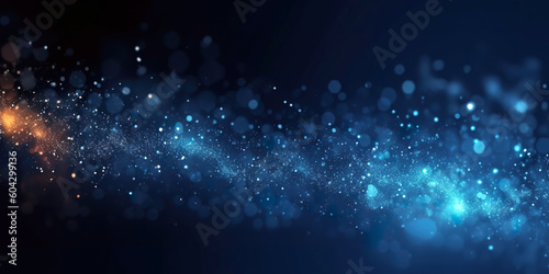 Leinwand Poster Dark blue and glow particle abstract background