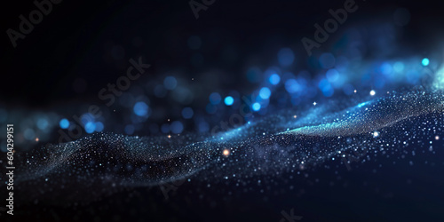 Dark blue and glow particle abstract background