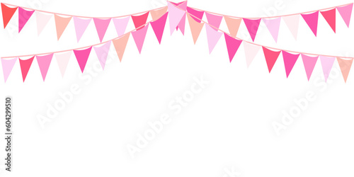 The nice and sweet pink color of garland, bunting flags. Banner background. Baby girl, Valentine, party, wedding, greeting, party, marry me, birthday, Valentine's day concepts.