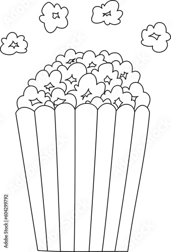Popcorn Movie Drawing Line Fastfood Outline Illustration