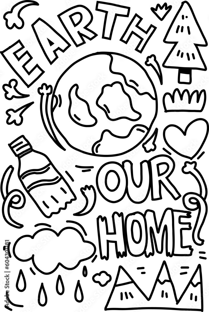 Doodle hand drawn earth our home