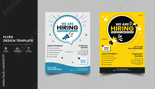 We are hiring Job advertisement flyer, Recruitment advertising template. Recruitment Poster, job flyer design vector photo