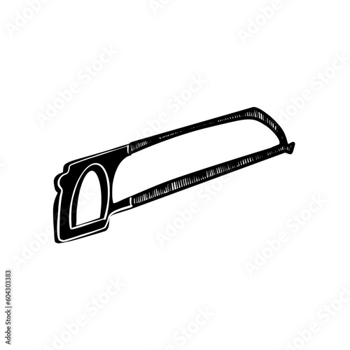 Vector sketch hand drawn silhouette of a hacksaw ,doodle art