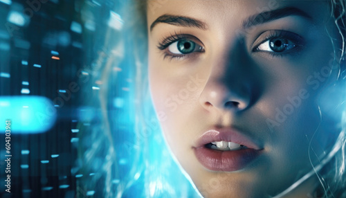 Beautiful young female influencer model with perfect makeup and glamorous lifestyle. Generative AI illustrations