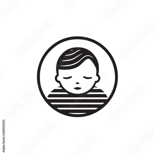 Cartoon children avatar set. Cute diverse kids faces, vector clipart illustration. Logo srtyle, black and white 