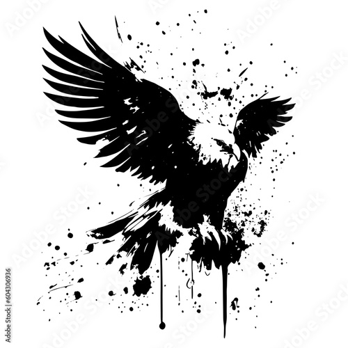 Flying Eagle Splatter Silhouette Illustration Art Design