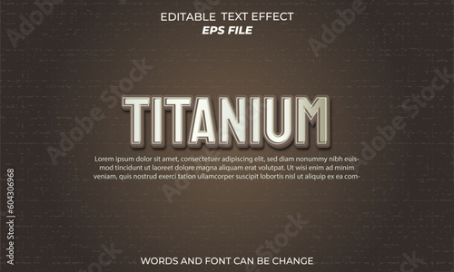 titanium text effect, font editable, typography, 3d text 