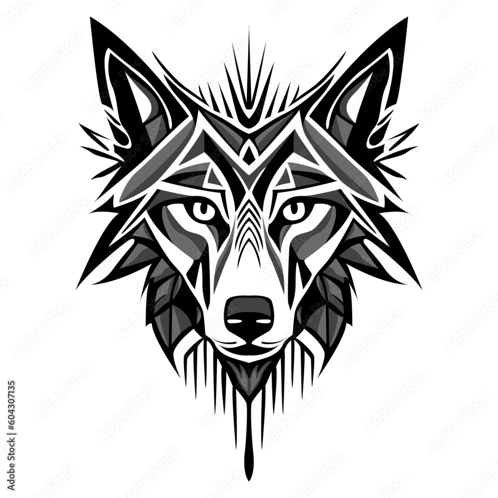 Head Wolf Tribal Art Design