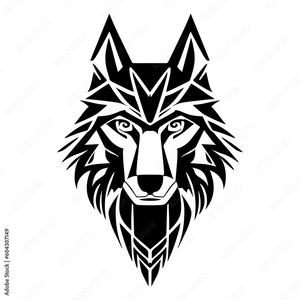 Fototapeta premium Head Wolf Tribal Art Design