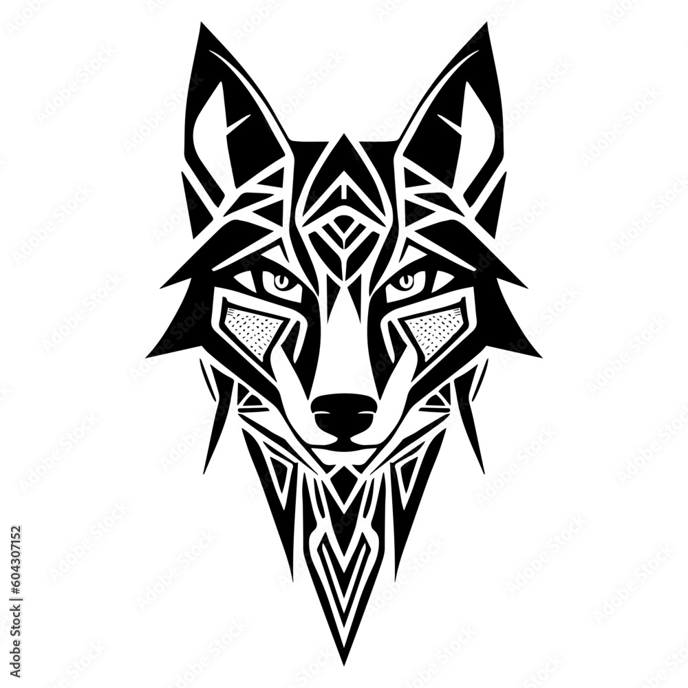 Fototapeta premium Head Wolf Tribal Art Design