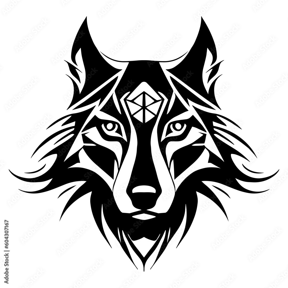 Obraz premium Head Wolf Tribal Art Design