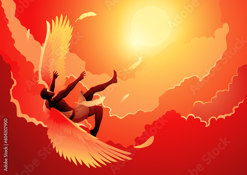Icarus had a desire to fly as close to the sun as possible to reach heaven photo