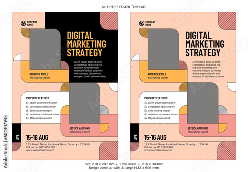 Digital marketing live webinar flyer vector design template