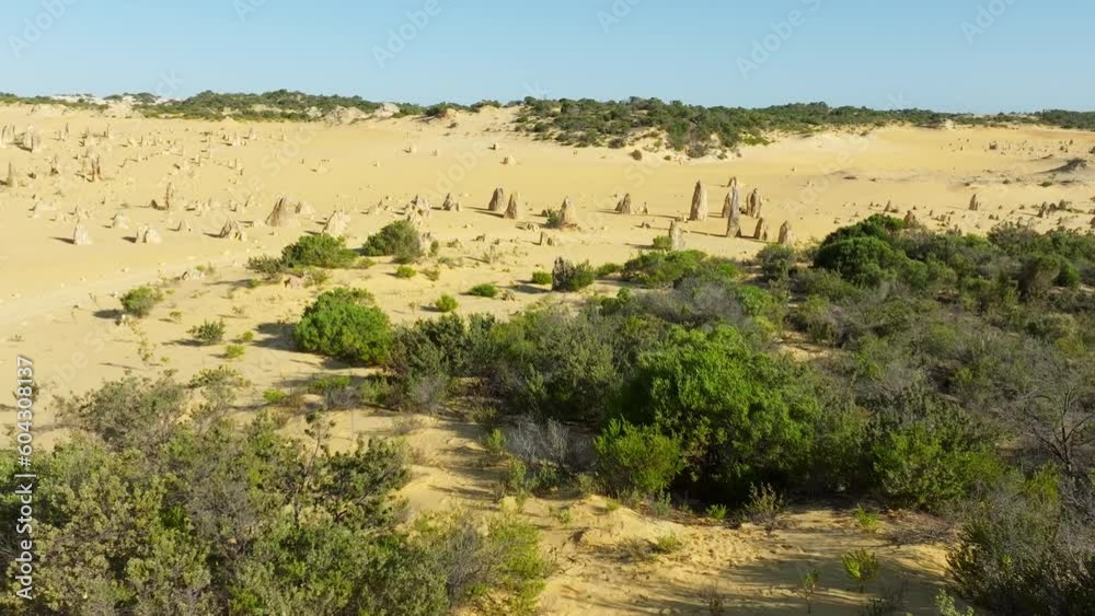 Pinnacles Desert stones in the sand dunes of Australia Pinnacles Desert stones in the sand dunes of Australia