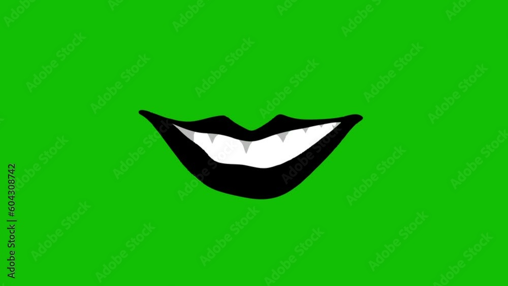 2d Cartoon object with 4K resolution lips smile. Pre-rendered with the green background (screen). Hand Drawn lips. Graphic element for a dentist, medical, tv, and digital 2d Cartoon object with 4K resolution lips smile. Pre-rendered with the green background (screen). Hand Drawn lips. Graphic element for a dentist, medical, tv, and digital