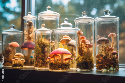 Lab research into psychedelic mushroom therapy | mushrooms in mason jars