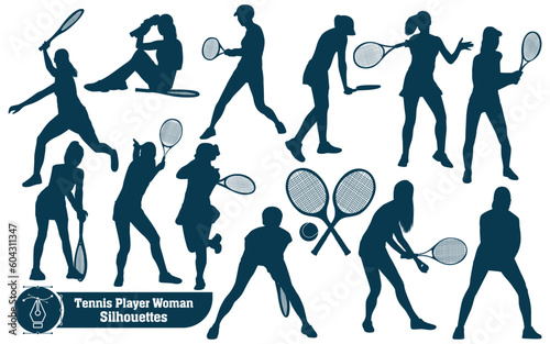 Female Playing Tennis or woman Tennis player vector illustration