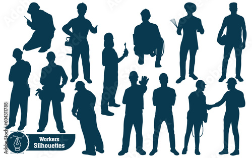 Construction Workers or Labor silhouettes vector illustration