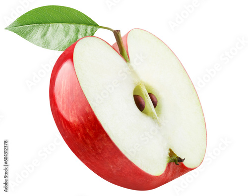 Delicious red apple half, cut out