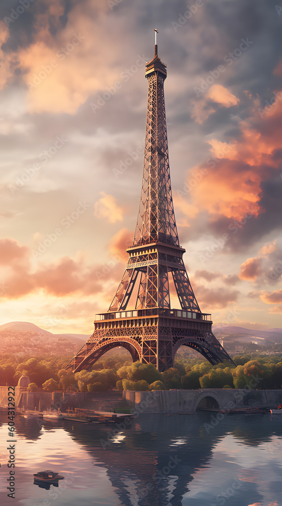 Obraz premium eiffel tower at sunset