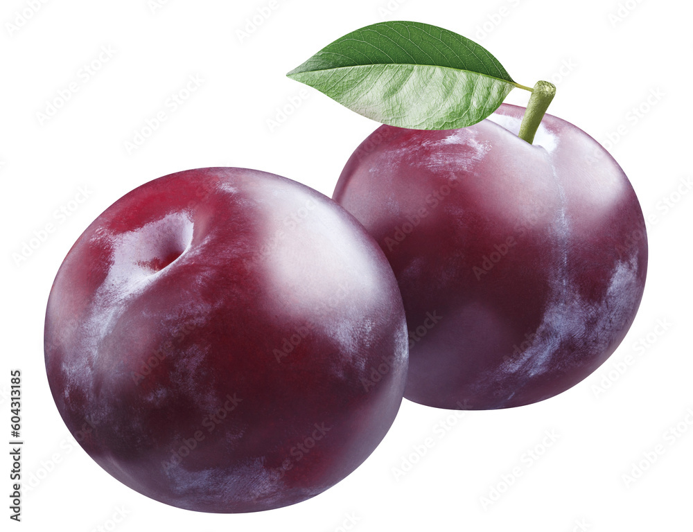 Delicious ripe plums cut out