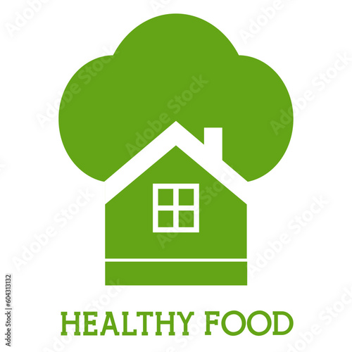 Illustration logo green house and proper nutrition on a white background