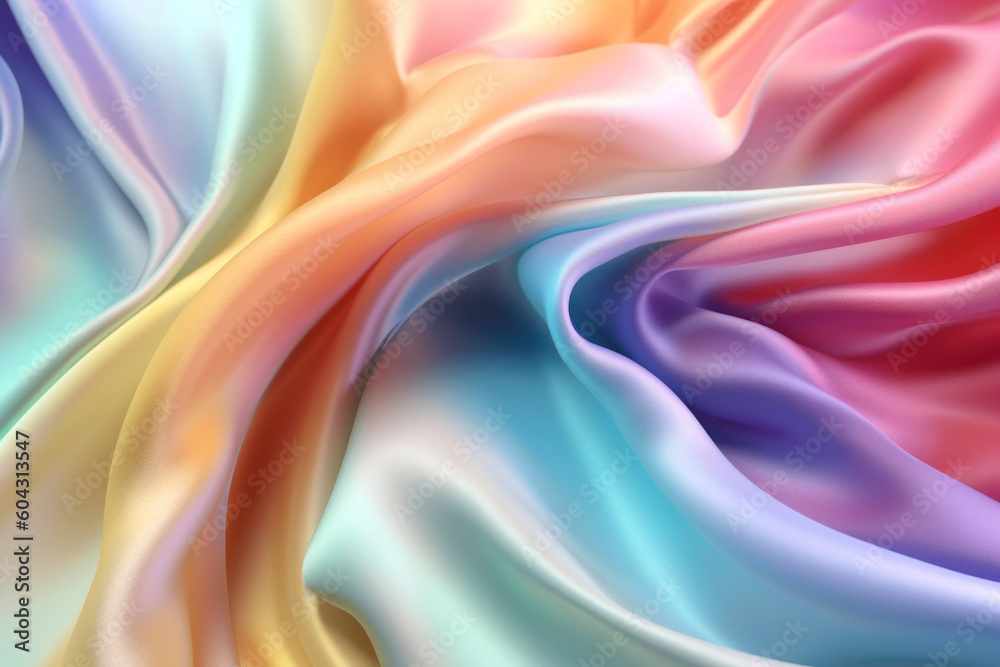 Rainbow pastel silk fabric satin background