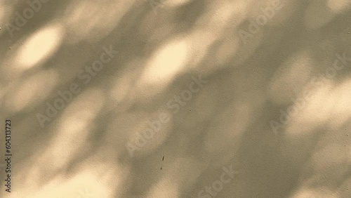 Moving sunlight bokeh on the empty wall with copy space.
